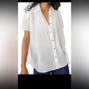 Free People We The Free Float Away Shirt Gauzy Blouse Tunic Top